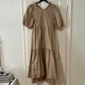 Zara medium midi dress in tan